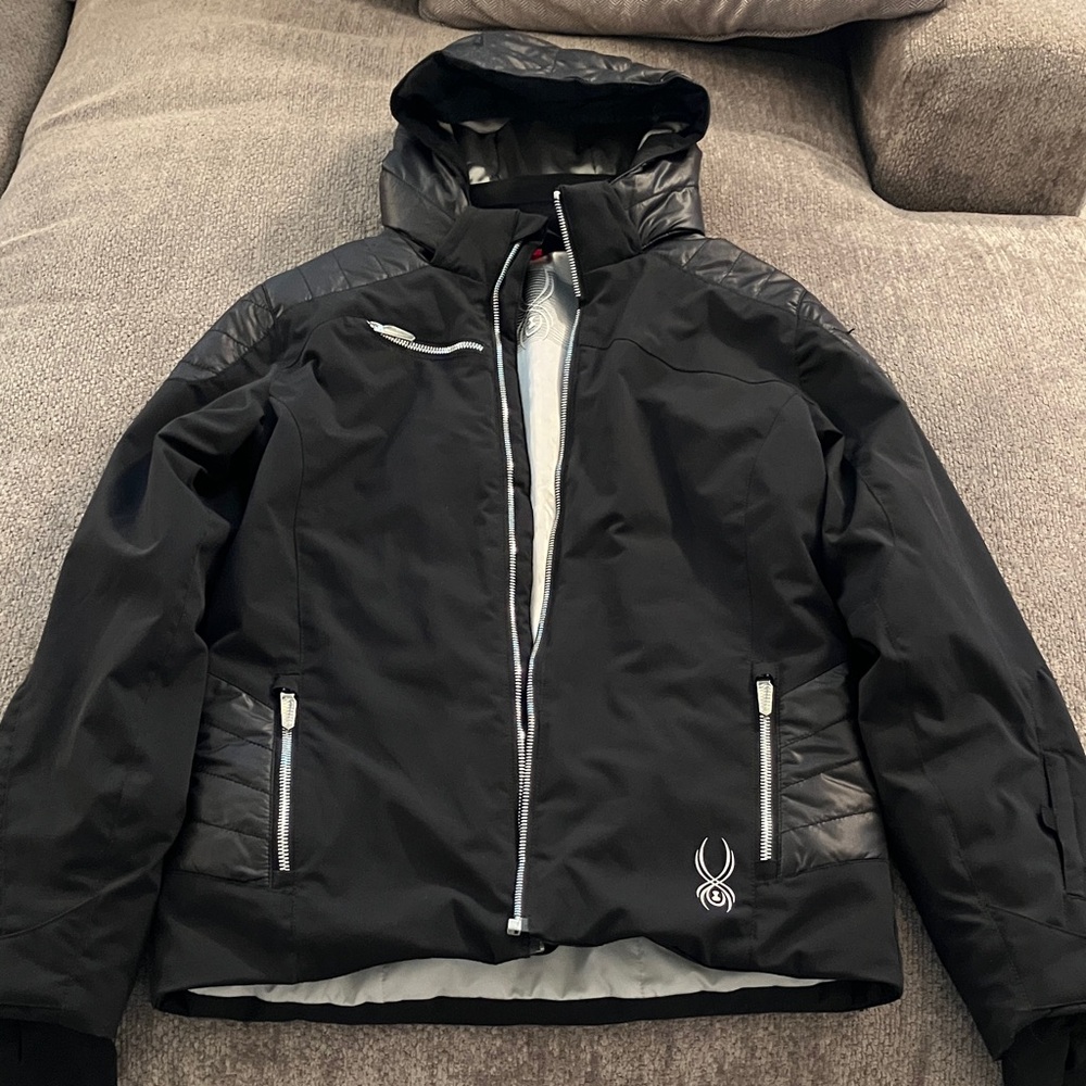Spyder Black and silver Hooded girls Jacket